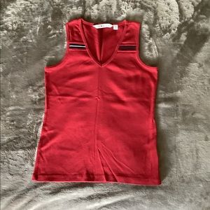 Red Tommy Hilfiger Tank Top with Black and White Accent Stripes. Ladies Medium.